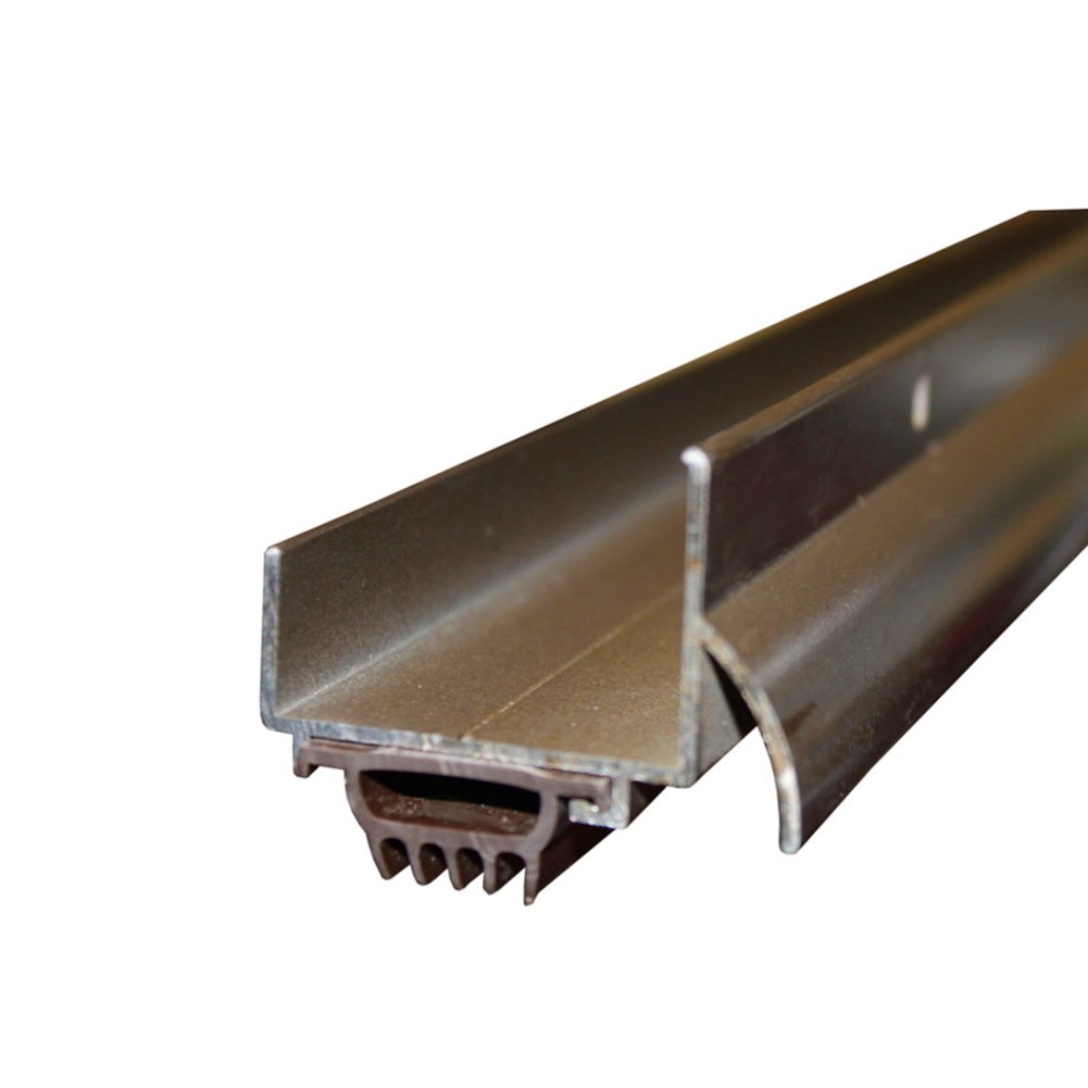 Version 1.0.0 1-3/8" X 36" Brown Aluminum And Vinyl Door Bottom Weatherstrip With Drip Cap - Image 1