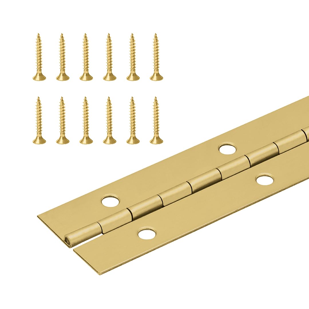 Version 1.0.0 1 1/2" Continuous Hinge (Piano Hinge) 2, 3, 4, 6 and 7 FT Lengths (3 FT, Brass Plated) - Image 1
