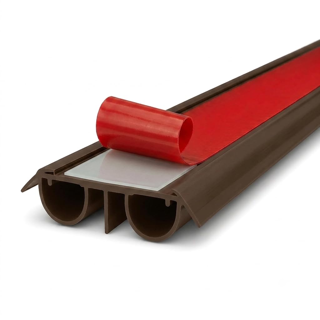 Version 1.0.0 Randall Manufacturing 36" PVC Double Bubble Seal Self Adhesive Door Bottom, Stick-On Under Door Draft Stopper, Door Sweep Replacement for 1-3/4" to 2" Doors, Seals Gaps up to 1/2" (Brown) - Image 1