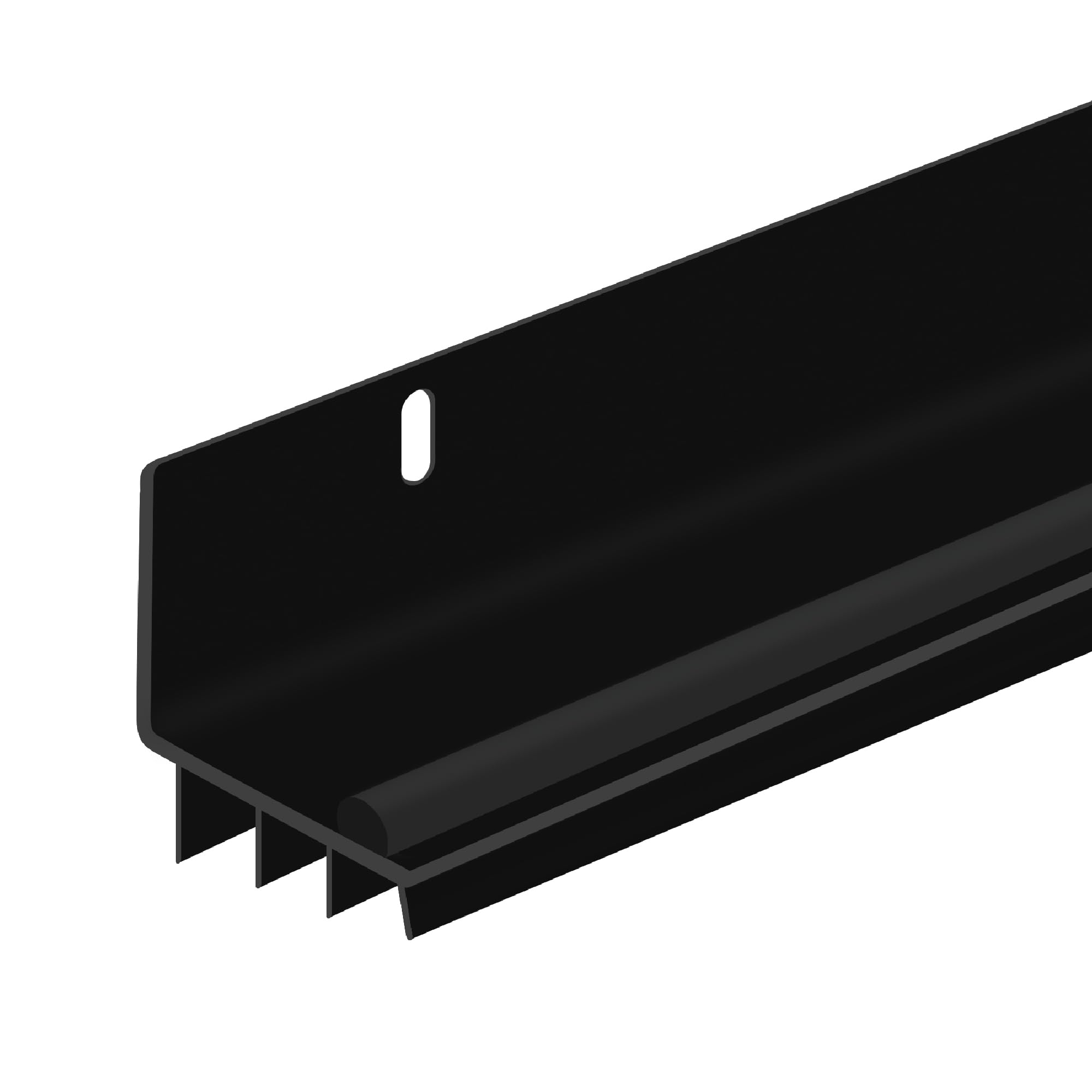 Version 1.0.0 36″ L-Shaped PVC Door Bottom – Triple Vinyl Seals & Drip Cap – Fits 1-3/4″ to 2″ Doors – Fills 1/4″–1/2″ Gaps – Slotted Mounting Holes & Screws Included (Black) - Image 1
