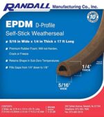 Brown EPDM D Profile Weather Stripping Door Seal, Self-Adhesive Door Weather Stripping & Window Seal Strip, 5/16" Wide x 1/4" Thick x 17' Long - Image 7