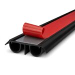 36" PVC Double Bubble Seal Self Adhesive Door Bottom, Stick-On Under Door Draft Stopper, Door Sweep Replacement for 1-3/4" to 2" Doors, Seals Gaps up to 1/2" (Black)