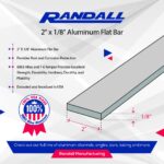 92" Long Aluminum Flat Bar – 6063-T6 Alloy – Solid Metal Strip for Framing, Trim, DIY, and Fabrication Projects (Mill Finish, 2" Wide x 1/8" Thick) - Image 2