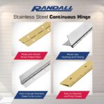1 1/2" Continuous Hinge (Piano Hinge) 2, 3, 4, 6 and 7 FT Lengths (2 FT, Nickel Plated) - Image 4