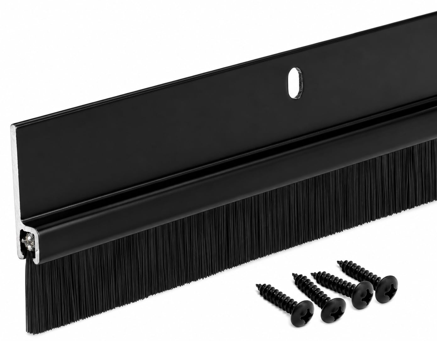 Version 1.0.0 Randall Manufacturing Co., Inc | Door Sweeps – Aluminum & Brush | Brush Sweeps for Gaps Up to 1” | Black Holder | 4 Feet | Fill Gaps & Keep Unwanted Debris Out - Image 1