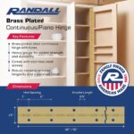 1 1/2" Continuous Hinge (Piano Hinge) 2 FT, 3 FT, 4 FT, 6 FT and 7 FT Lengths (6 FT, Brass Plated) - Image 2