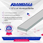 36" Long Aluminum Flat Bar, 1-1/2" Wide x 1/4" Thick, 6063-T6 Aluminum Bar Stock, Mill Finish Flat Aluminum Bar for Fabrication, Framing, Brackets, Trim & DIY, - Image 2