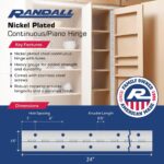 1 1/2" Continuous Hinge (Piano Hinge) 2, 3, 4, 6 and 7 FT Lengths (2 FT, Nickel Plated) - Image 2