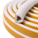 White EPDM D Profile Weather Stripping Door Seal, Self-Adhesive Door Weather Stripping & Window Seal Strip, 5/16" Wide x 1/4" Thick x 17' Long
