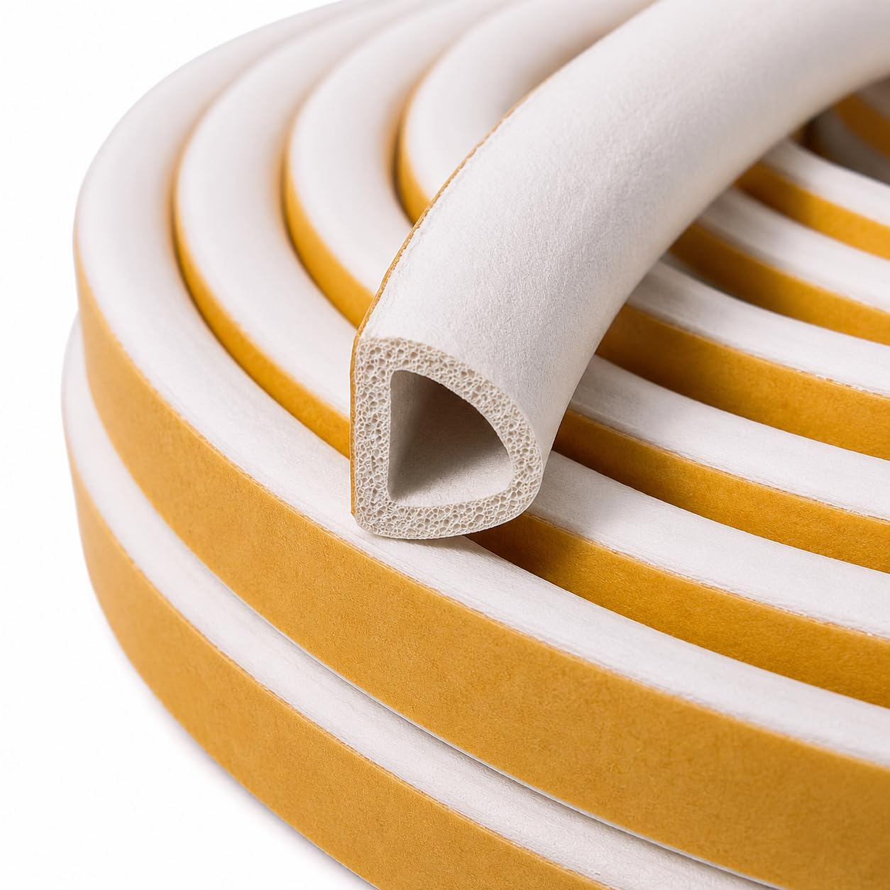Version 1.0.0 White EPDM D Profile Weather Stripping Door Seal, Self-Adhesive Door Weather Stripping & Window Seal Strip, 5/16" Wide x 1/4" Thick x 17' Long - Image 1