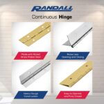 1 1/2" Continuous Hinge (Piano Hinge) 2, 3, 4, 6 and 7 FT Lengths (3 FT, Brass Plated) - Image 4