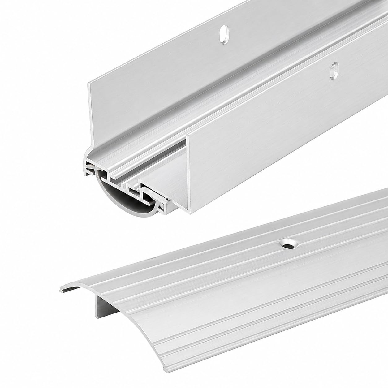 Version 1.0.0 Adjustable Door Bottom and Threshold Combo Pack, 36" Door Weather Seal Kit for 1-3/4" or 1-3/8" Doors, Aluminum Threshold with Vinyl Door Bottom, Silver, - Image 1
