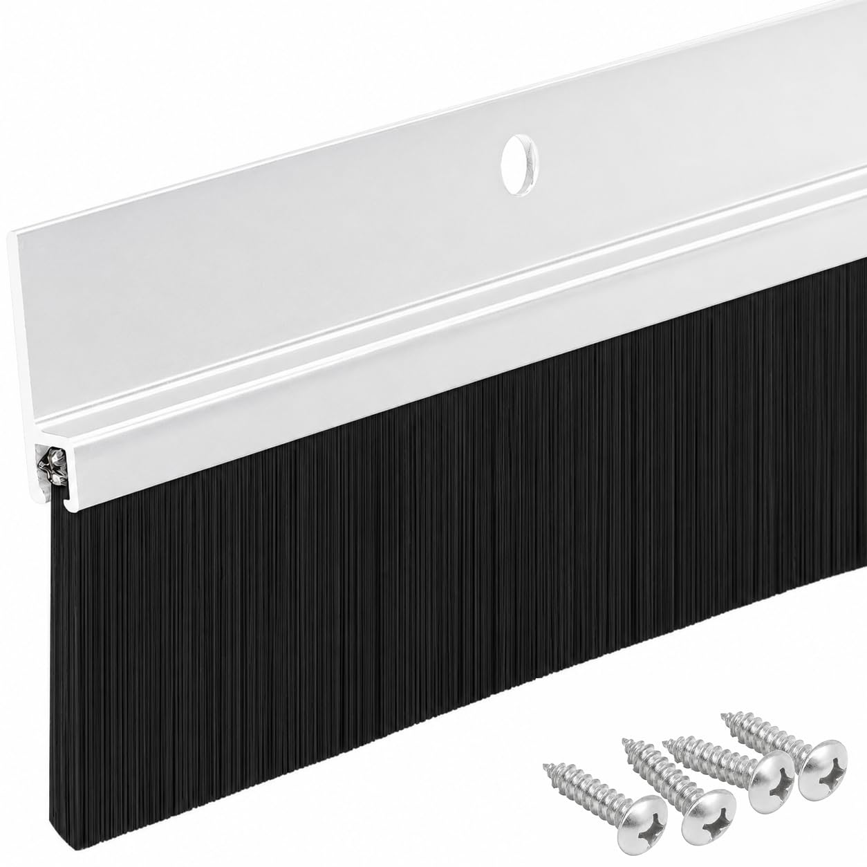 Version 1.0.0 Randall Manufacturing Co., Inc | Door Sweeps – Aluminum & Brush | Brush Sweeps for Gaps Up to 1 1/2” | Clear Satin Anodized Trim with Black Brush | 3 Feet | Fill Gaps & Keep Unwanted Debris Out - Image 1