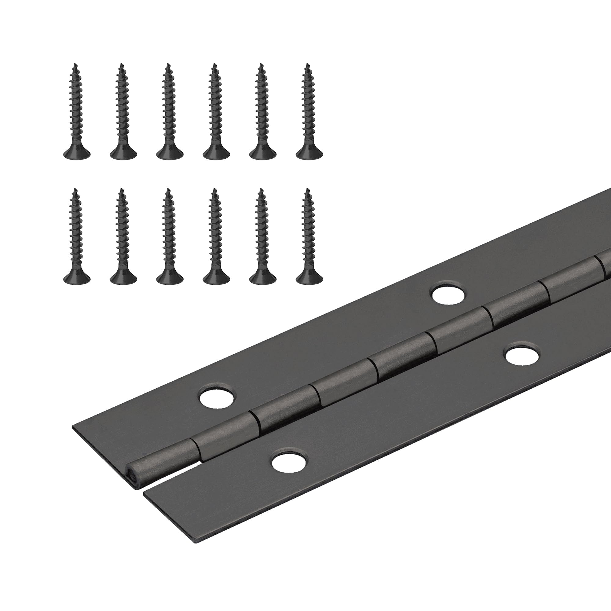 Version 1.0.0 Black Stainless Steel Hinge – 201 Grade – 1.5" Wide | Rust-Resistant, Heavy Duty, Smooth Operation | Door, Cabinet & Furniture Hardware – Randall Manufacturing (72" Long) - Image 1
