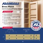 Randall Manufacturing Co., Inc. 1 1/2" Continuous Hinge, Brass Plated, Brass, 4 Feet - Image 2