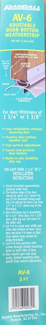 Adjustable Door Bottom and Threshold Combo Pack, 36" Door Weather Seal Kit for 1-3/4" or 1-3/8" Doors, Aluminum Threshold with Vinyl Door Bottom, Silver, - Image 3