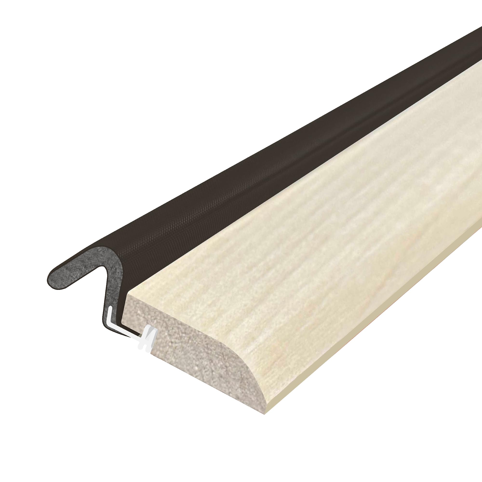 Version 1.0.0 Streamline Pattern Wood Door Stop Set, with Brown Q-LON Weatherstrip 2-7 FT (84") Pieces and 1-3 FT (37") Piece - Image 1