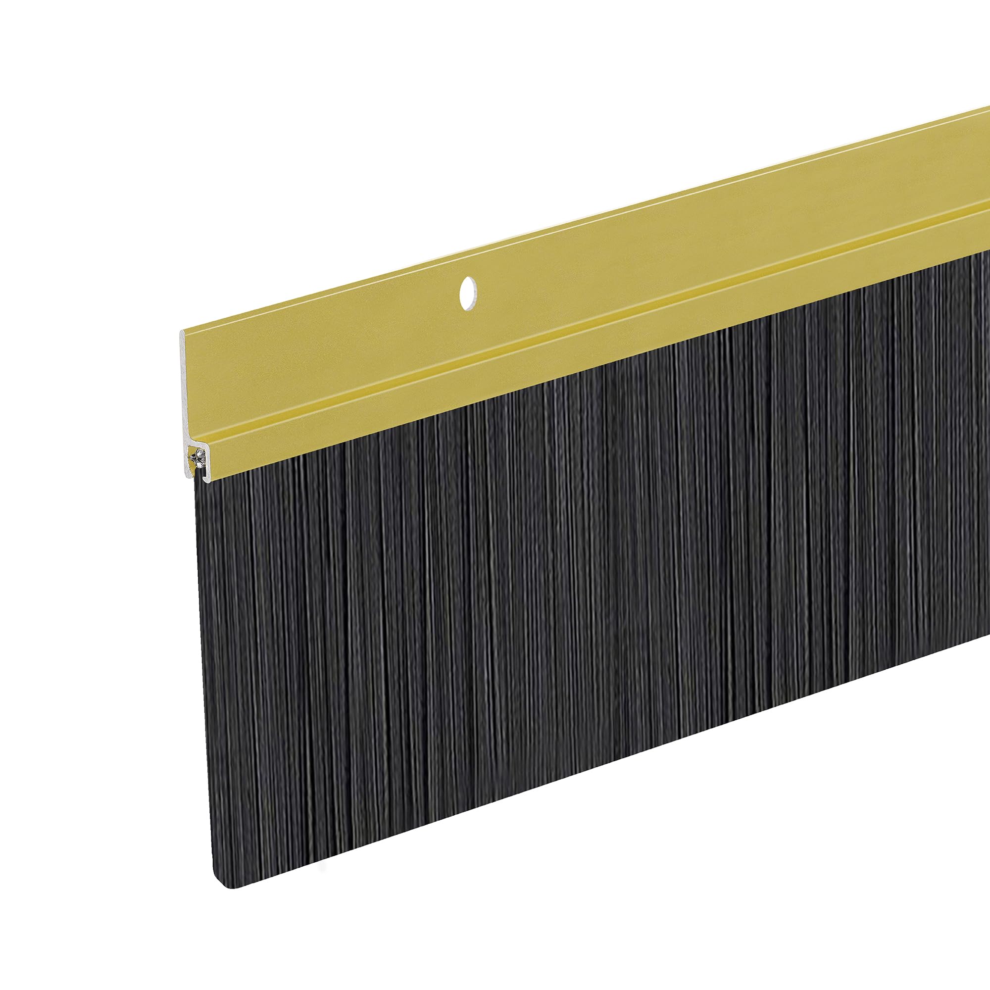 Version 1.0.0 Heavy Duty Brush Door Sweep | Aluminum Holder with 3" Extra-Long Polypropylene Bristles | Weather Stripping Door Bottom Seal for Large Gaps – Exterior & Interior Doors (Gold, 36") - Image 1
