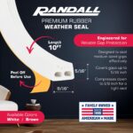 Randall Manufacturing | EPDM Ribbed Self Stick Weatherstrip Seal | 9/16" Wide x 5/16" Thick x 10' Long | White Door & Window Weather Stripping Tape for Draft, Dust & Air Gaps - Image 3