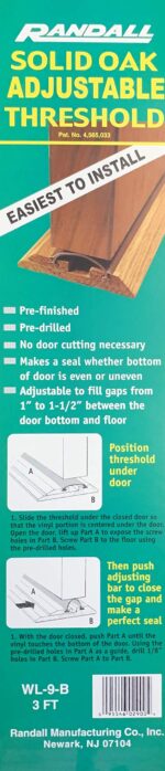 Solid Oak Pre-Finished Adjustable Threshold for Gaps 1" to 1 1/2" Between Door Bottom and Floor (72 3/4" Long) - Image 2