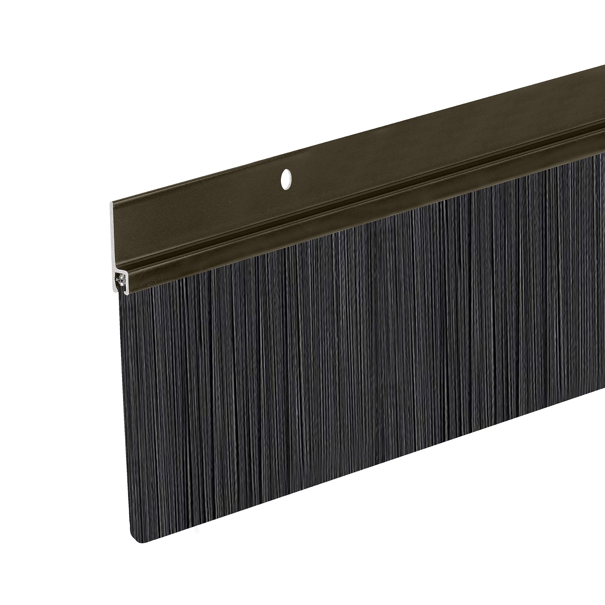 Version 1.0.0 Heavy Duty Brush Door Sweep | Aluminum Holder with 3" Extra-Long Polypropylene Bristles | Weather Stripping Door Bottom Seal for Large Gaps – Exterior & Interior Doors (Brown, 36") - Image 1