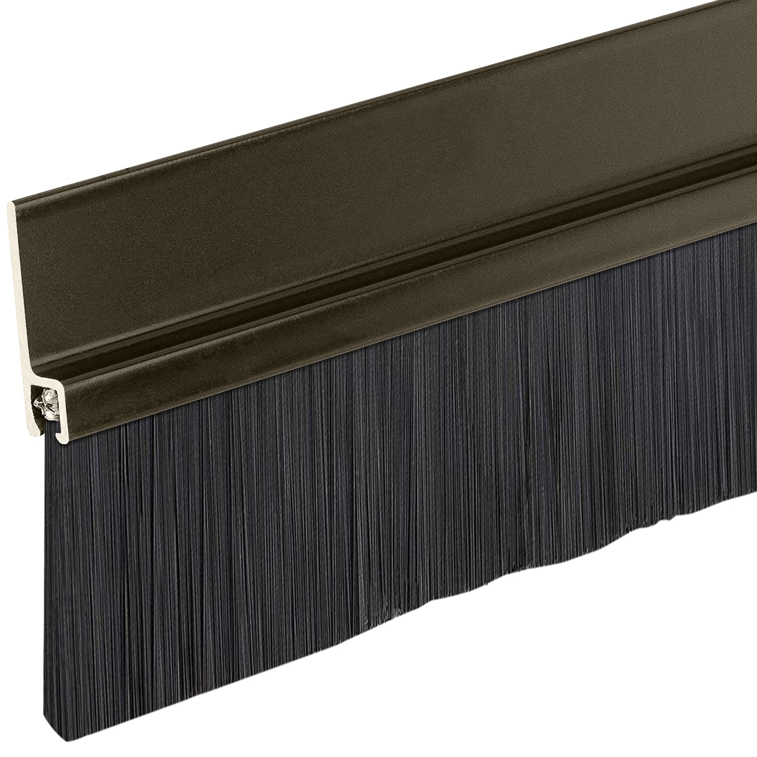 Version 1.0.0 Adhesive Backed Brush Sweep Door Sweep (Brown, 4 FT - 1 1/2" Long Brush) - Image 1