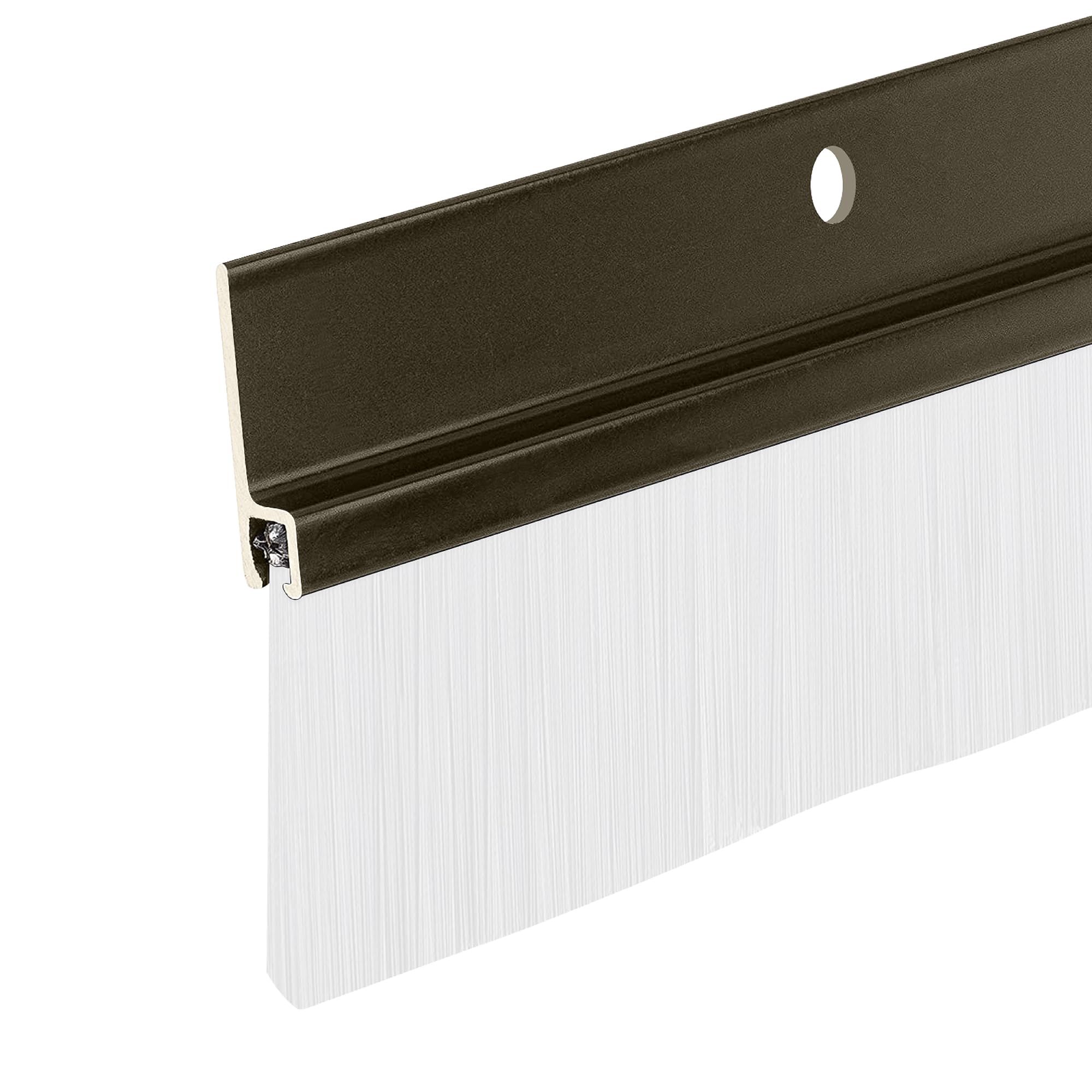 Version 1.0.0 Aluminum & White Brush Door Sweep | Weatherproofing Solution for Gaps Up to 1 1/2" | Durable USA-Made Door Sweep Seal | Dust, Debris, and Draft Protection (Brown, 48") - Image 1