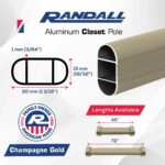 Aluminum Closet Pole – 1 3/16" H x 19/32" W x 1mm Thick | Heavy-Duty Rust-Resistant Wardrobe Rod | For Built-In Closets, Garment Racks & Cabinets – Cut to Size (Gold, 72") - Image 3