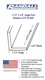 4 FT - 1 1/2" x 1/8" Anodized Aluminum Angle 6063 Alloy T-6 Temper - Image 2
