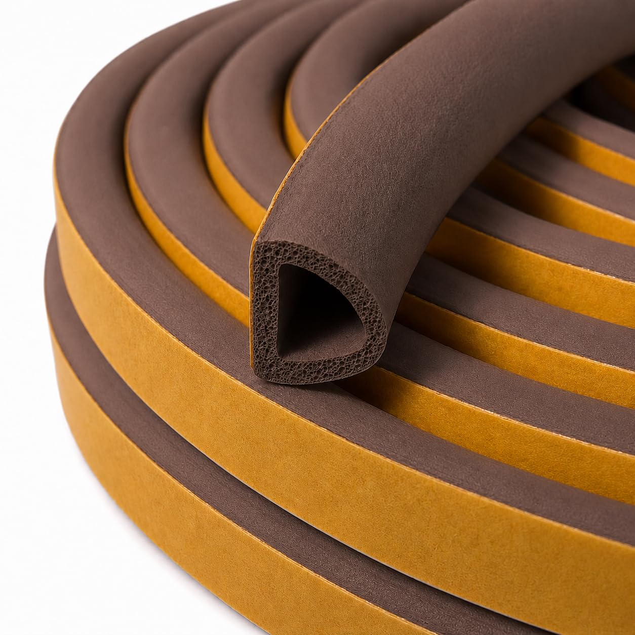 Version 1.0.0 Brown EPDM D Profile Weather Stripping Door Seal, Self-Adhesive Door Weather Stripping & Window Seal Strip, 5/16" Wide x 1/4" Thick x 17' Long - Image 1