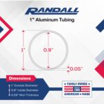 Randall Manufacturing 92" Long x 1" Clear Anodized Aluminum Round Tubing, .050" Wall, 6063 T-6 Aluminum Tube, Lightweight Corrosion-Resistant Metal Tubing for DIY, Trim, Frames & Structural Projects - Image 2