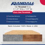 48 3/4" Inch Oak Door Threshold, 3-1/2” Wide x 7/8” High, Pre-Finished with Natural Color Stain and Protective Clear Topcoat, Red Oak Door Saddle, Doorway Transition Strip, - Image 2