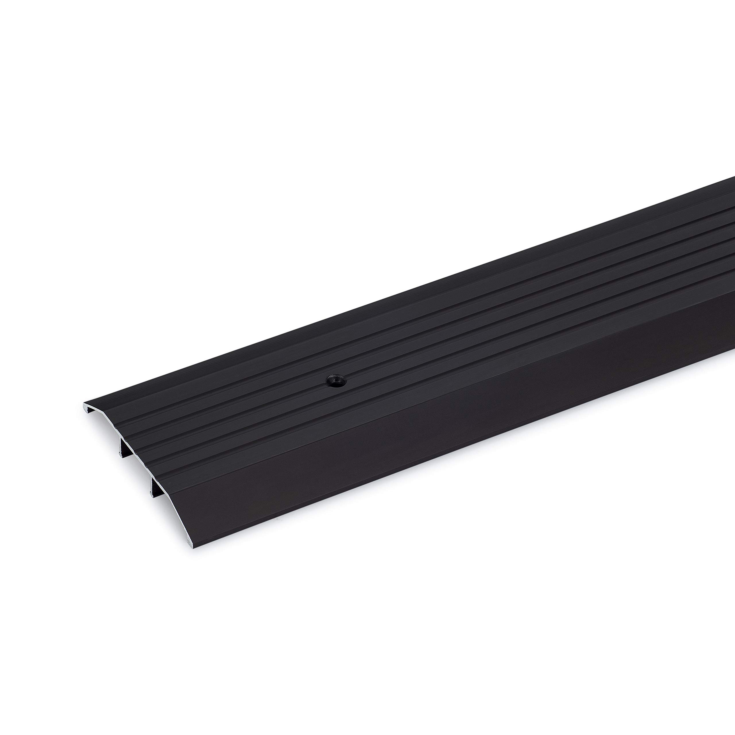 Version 1.0.0 4" Wide x 1/2" High Corrugated Threshold – Anodized Dark Bronze Aluminum Door Saddle – Heavy Duty Floor Transition Strip – Indoor/Outdoor Use – (3 FT) - Image 1