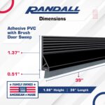 Adhesive Backed Door Draft Stopper – Self Stick PVC Brush Under Door Sweep | Noise & Air Insulation Weather Stripping Door Seal | Indoor & Outdoor Use | 2" W x 39" L (Black) - Image 3