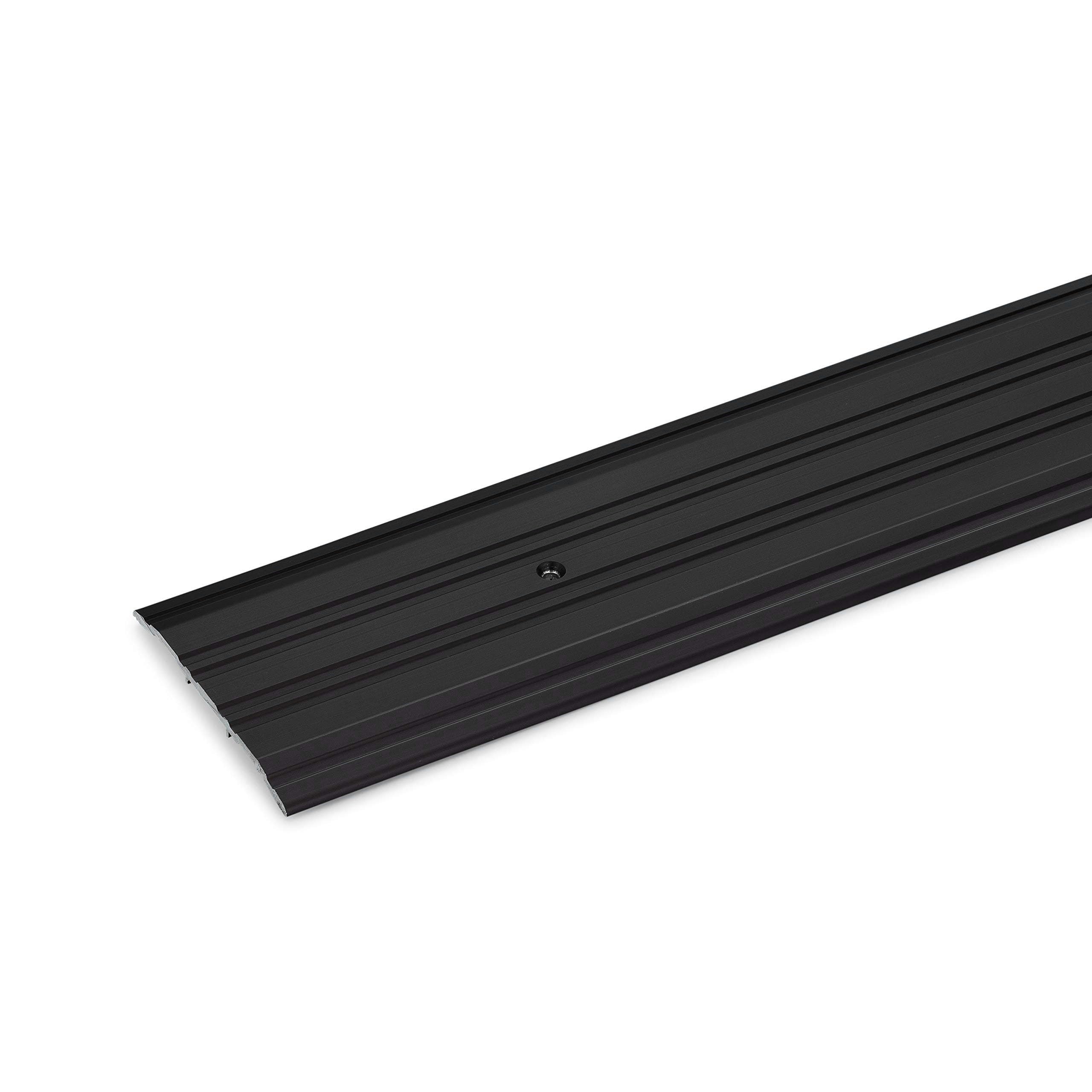 Version 1.0.0 4" Wide x 1/4" High Corrugated Black Anodized Aluminum Threshold - 4 FT by Randall Manufacturing (Part Number A-77-BLK) - Image 1