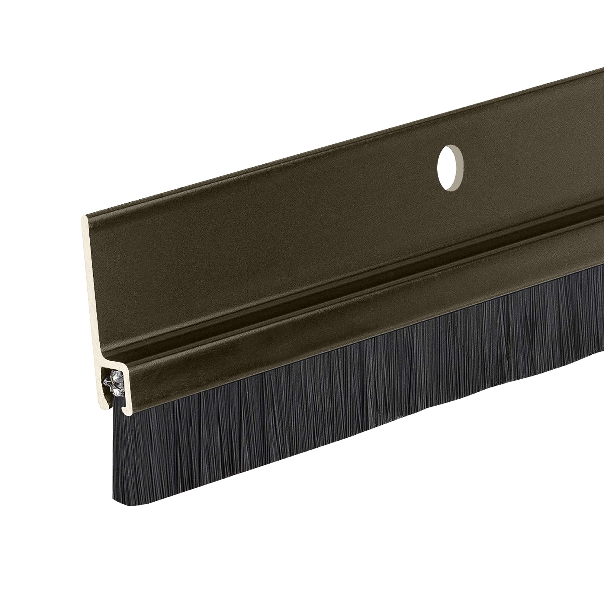 Version 1.0.0 Randall Manufacturing Co., Inc | Door Sweeps – Aluminum & Brush | Brush Sweeps for Gaps Up to 1” | Brown Trim with Black Brush | 3 Feet | 3/4" Brush | Fill Gaps & Keep Unwanted Debris Out - Image 1