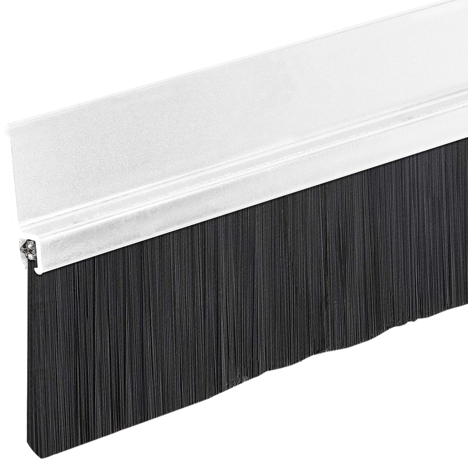 Version 1.0.0 Adhesive Backed Brush Sweep Door Sweep (Clear Satin, 4 FT - 1 1/2" Long Brush) - Image 1