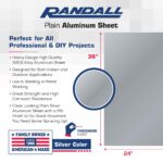 36" x 24" Plain Aluminum Sheet | .020" Thick | Silver Metal Sheet for Indoor & Outdoor Use | Lightweight & Rust-Resistant |  by Randall Manufacturing - Image 2