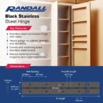 Black Stainless Steel Hinge – 201 Grade – 1.5" Wide | Rust-Resistant, Heavy Duty, Smooth Operation | Door, Cabinet & Furniture Hardware – Randall Manufacturing (72" Long) - Image 2