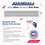 Randall Manufacturing Co., Inc | Satin Silver Kick Plate | 6” x 30” | Heavy Gauge Aluminum | Mill Finish | Mounting Holes & Screws Included for Installation | Protects from Marks & Scratches - Image 3