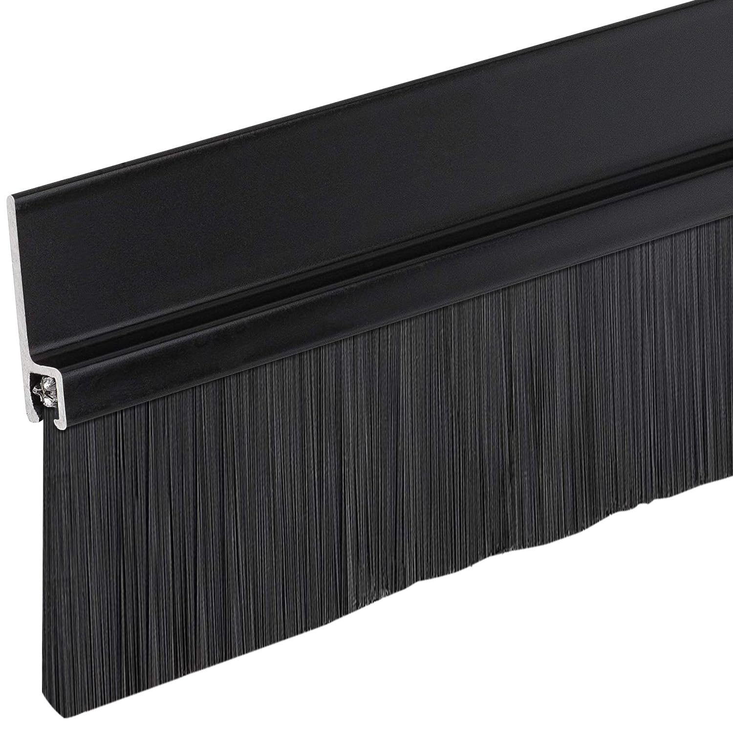 Version 1.0.0 Adhesive Backed Brush Sweep Door Sweep (Black, 4 FT - 1 1/2" Long Brush) - Image 1