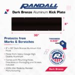 Randall Manufacturing Co., Inc | Dark Bronze Anodized Kick Plate | 8” x 30” | Heavy Gauge Aluminum | Mounting Holes & Screws Included for Installation - Image 2