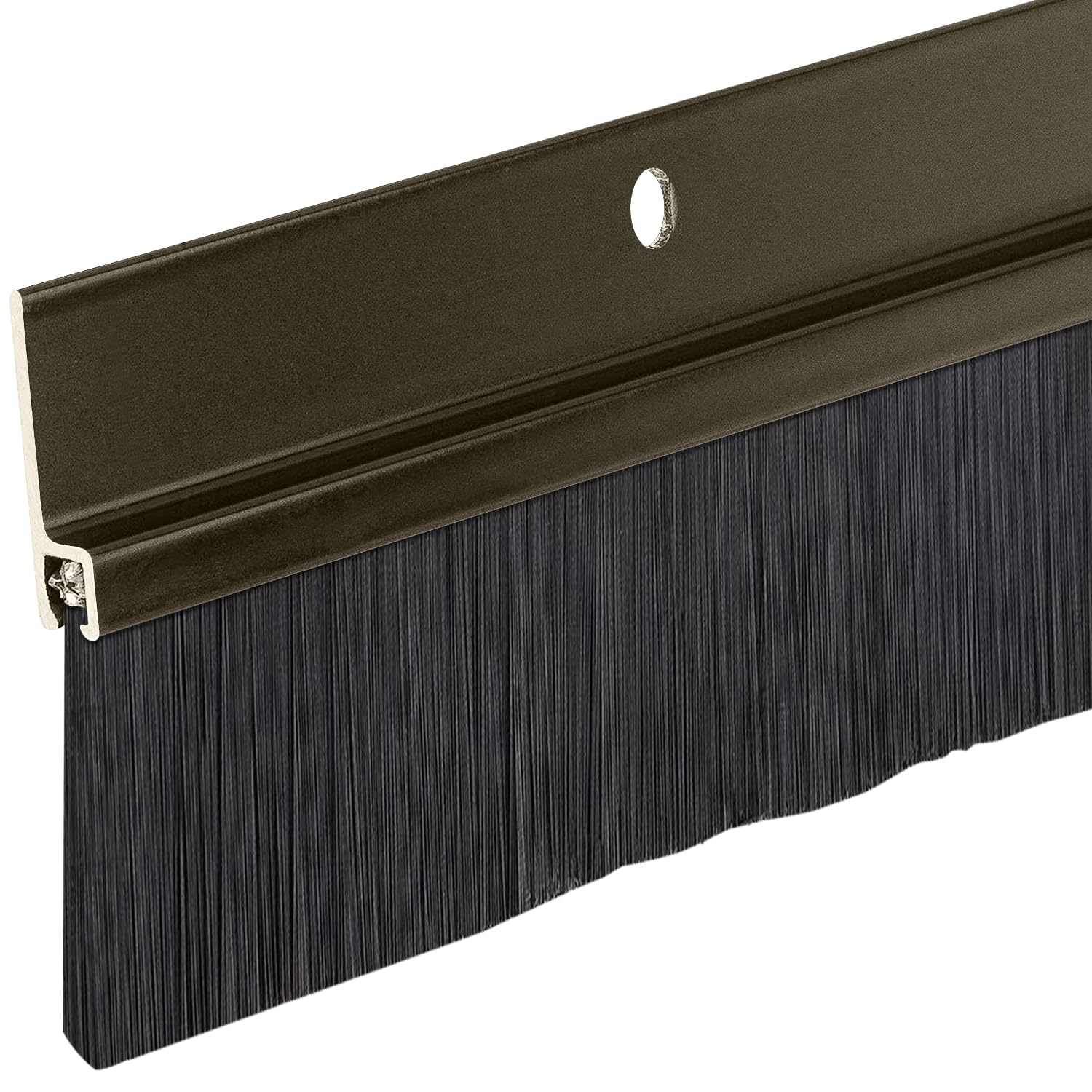 Version 1.0.0 84" Long Brush Door Sweep with 1.5" Long Black Brush (Brown) - Image 1