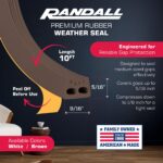 Randall Manufacturing | EPDM Ribbed Self Stick Weatherstrip Seal | 9/16" Wide x 5/16" Thick x 10' Long | Brown Door & Window Weather Stripping Tape for Draft, Dust & Air Gaps - Image 3