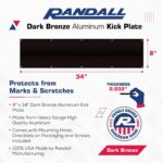 8" x 34" Dark Bronze Aluminum Kickplate – Heavy-Duty Door Protection Plate – Anodized Rust-Resistant Finish – Includes Matching Screws – - Image 2