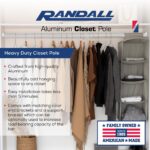 Aluminum Closet Pole – 1 3/16" H x 19/32" W x 1mm Thick | Heavy-Duty Rust-Resistant Wardrobe Rod | For Built-In Closets, Garment Racks & Cabinets – Cut to Size (Silver, 72") - Image 2