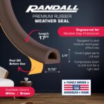 Brown EPDM D Profile Weather Stripping Door Seal, Self-Adhesive Door Weather Stripping & Window Seal Strip, 5/16" Wide x 1/4" Thick x 17' Long - Image 3