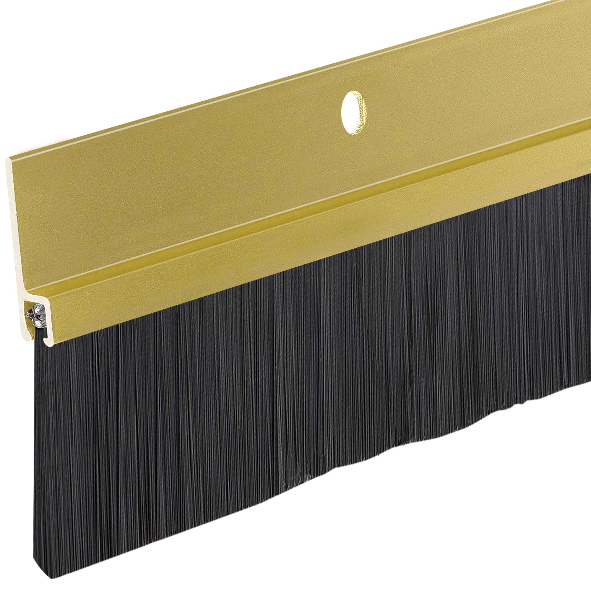 Version 1.0.0 Brush Sweep Door Sweep with Black 1 1/2" Brush (4 FT, Gold) - Image 1