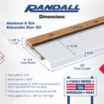Exterior Inswing Threshold | Oak & Aluminum Adjustable Sill with Wood Base | 5 3/4” Wide | 3 Feet Long | Adjusts from 1 1/8” to 1 1/2” High | Silver Aluminum | Primed Wood Base - Image 2