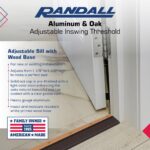Exterior Inswing Threshold | Oak & Aluminum Adjustable Sill with Wood Base | 5 ¾” Wide | 6 Feet Long | Adjusts from 1 1/8” to 1 ½” High | Brown Aluminum | Primed Wood - Image 4